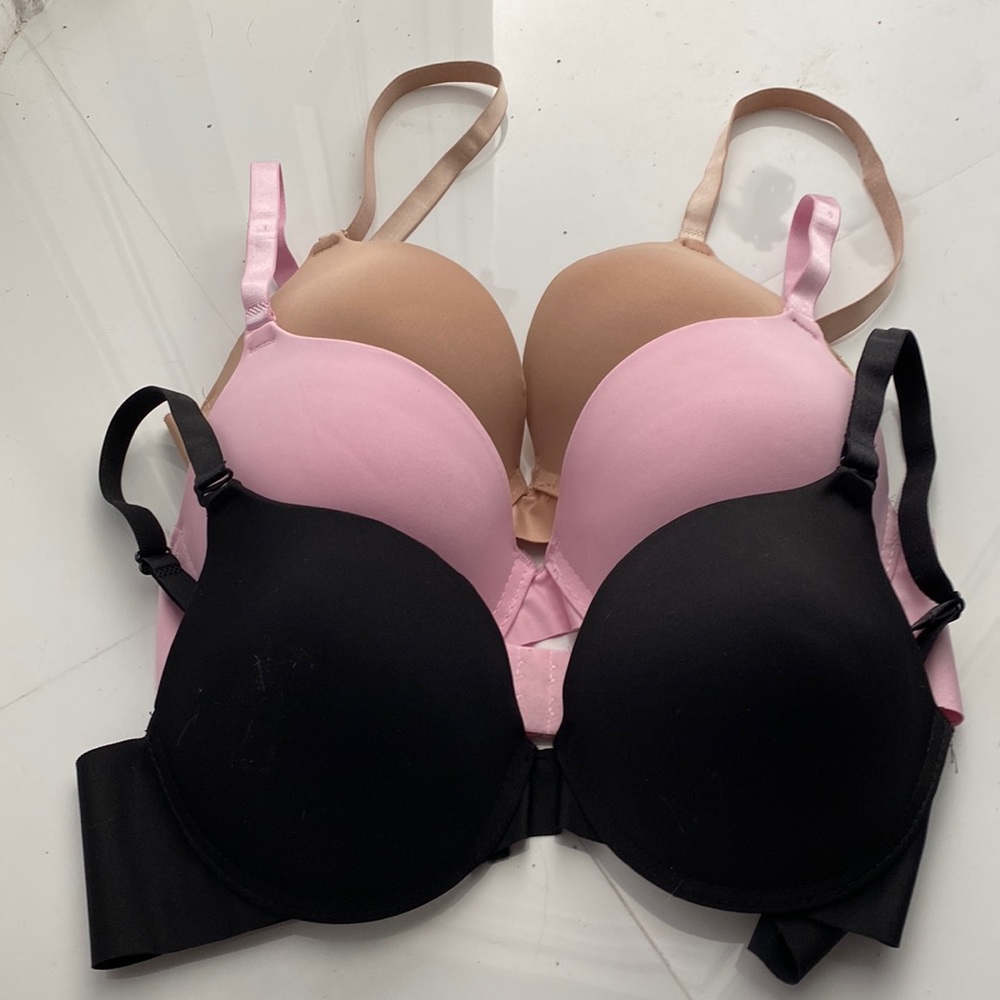 BRAND NEW 3 BRAS CONVERTIBLE BLACK PINK NUDE 34C
